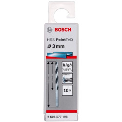 Set 10 burghie metal Bosch HSS PointTeQ 3 mm 2608577198 Set 10 burghie metal Bosch HSS PointTeQ 3 mm 2608577198