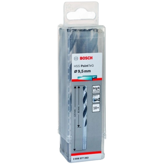 Set 10 burghie metal Bosch HSS PointTeQ 9,5 mm 2608577263