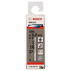 Set 10 burghie metal Bosch HSS-Co 3,2 x 36 x 65 mm 2608585877