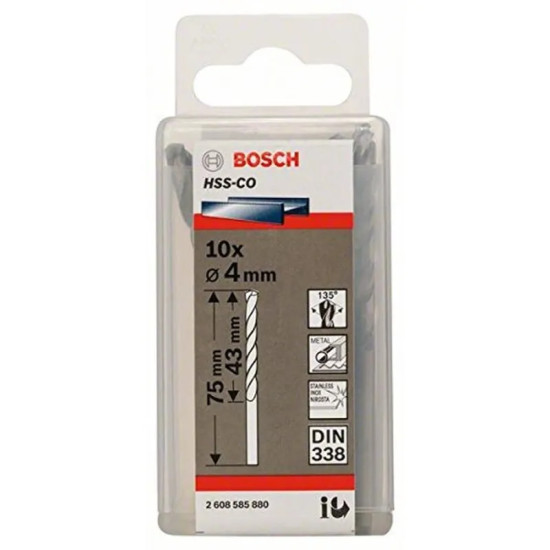 Set 10 burghie metal Bosch HSS-Co 4 x 43 x 75 mm 2608585880