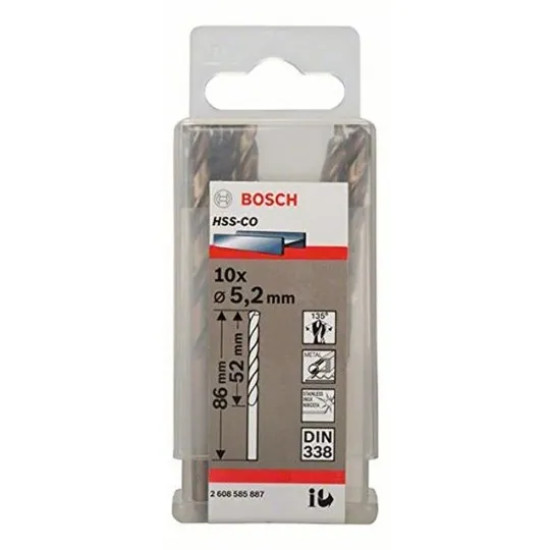 Set 10 burghie metal Bosch HSS-Co 5 x 52 x 86 mm 2608585885