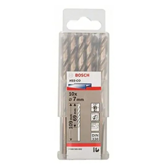 Set 10 burghie metal Bosch HSS-Co 7 x 69 x 109 mm 2608585892
