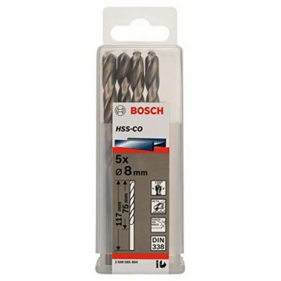 Set 5 burghie metal Bosch HSS-Co 8 x 75 x 117 mm 2608585894