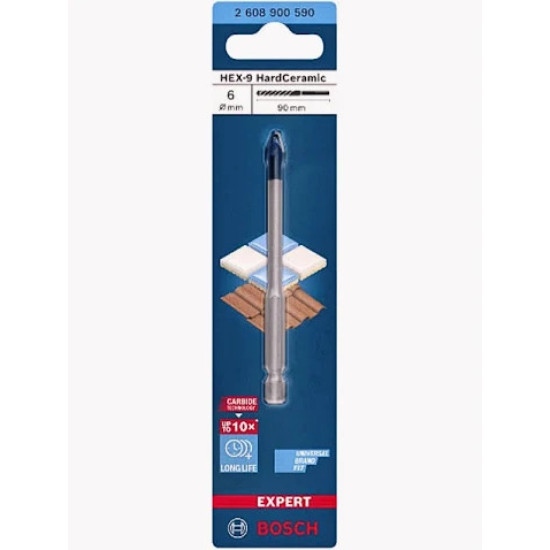 Burghiu Bosch EXPERT HEX-9 Hard Ceramic 6 x 90 mm, 2608902307