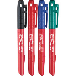 Set 4 markere Milwaukee INKZALL negru, rosu, albastru, verde 48223106