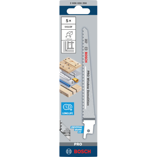 Set 5 panze Bosch S 611 DF pentru lemn si metal, cod 2608656258