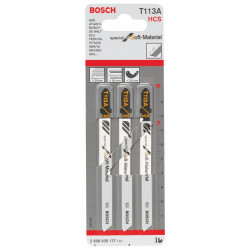 Set 3 panze ferastrau vertical Bosch T 113 A pentru materiale moi, cod 2608635177