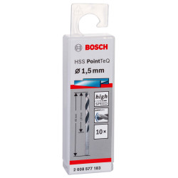 Set 10 burghie metal Bosch HSS PointTeQ 1,5 mm 2608577183 Set 10 burghie metal Bosch HSS PointTeQ 1,5 mm 2608577183