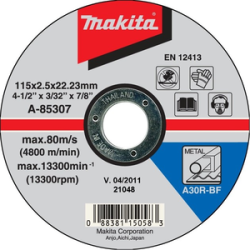 Disc tăiere metal / oțel Makita 115 x 2,5 x 22,23 mm, A-85307