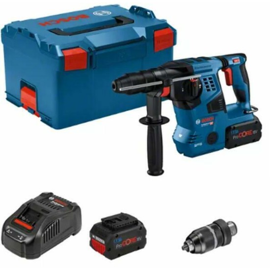 Ciocan rotopercutor BOSCH 18V-28 CF, SDS Max, 2 x 8.0 Ah, încărcător 0611921002