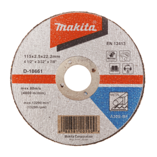 Disc tăiere metal Makita 115 x 2,5 x 22,23 mm, D-18661