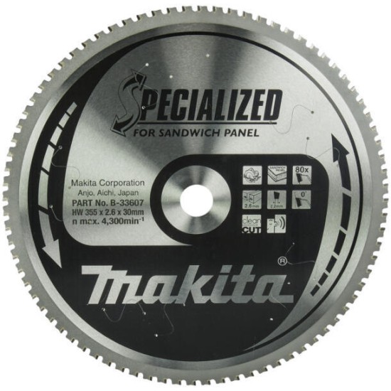 Disc de taiere, Makita, 355x30x80mm, 4300 RPM, B-33607