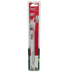 Set 5 panze sabie Milwaukee SAWZALL 300 mm 5 TPI pentru lemn si plastic 48005037